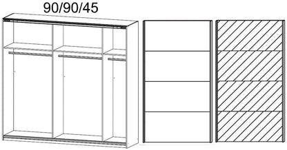 Quadra 2 Door Mirror Sliding Wardrobe in Sonoma Oak - W 226cm