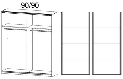 Quadra 2 Door Sliding Wardrobe in White and Metallic Grey - W 181cm