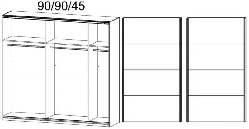 Quadra 2 Door Sliding Wardrobe in White and Dark Grey - W 226cm