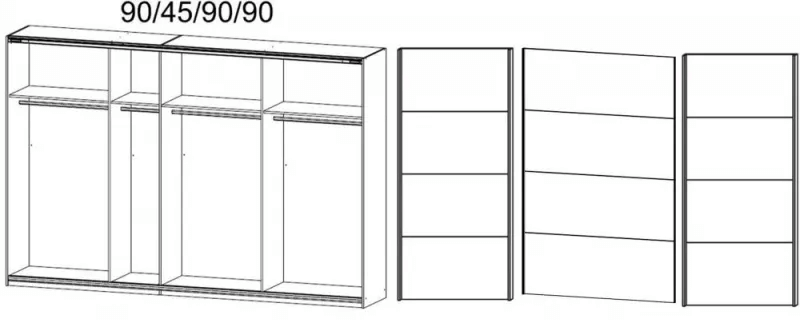 Quadra 3 Door Sliding Wardrobe in Oak and White - W 315cm