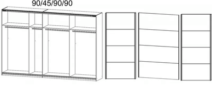 Quadra 3 Door Sliding Wardrobe in Oak and White - W 315cm
