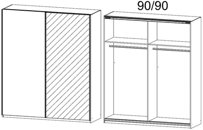 Sona 2 Door Mirror Sliding Wardrobe in White - W 181cm