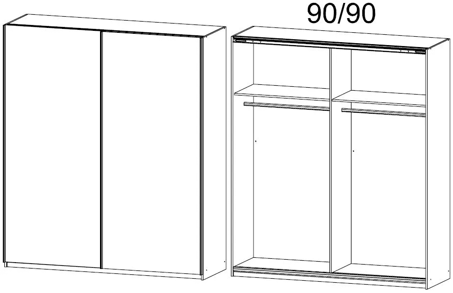 Sona 2 Door Sliding Wardrobe in White - W 181cm