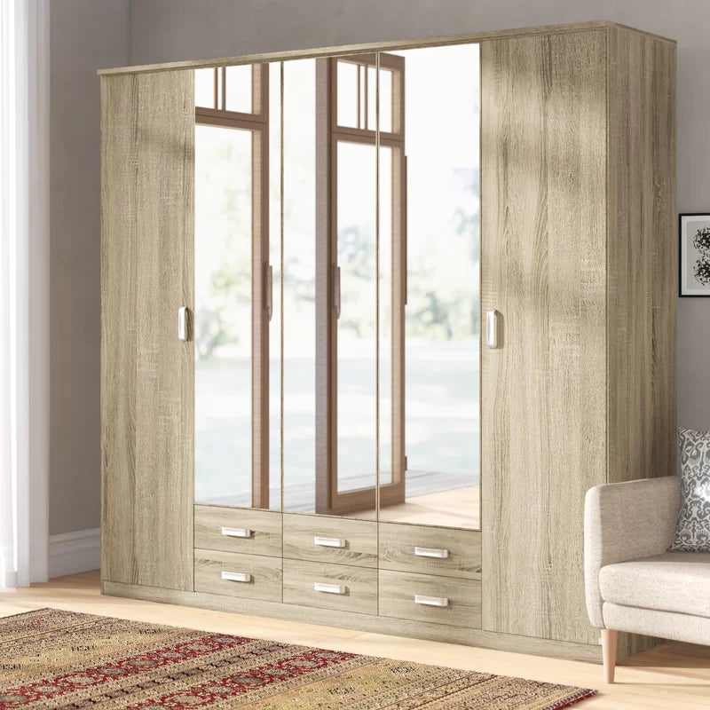Gandra 5 Door Hinged Wardrobe With Mirror