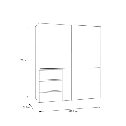 Kavalli 2 Door Mirrored Manufactured Wood Sliding Wardrobe White