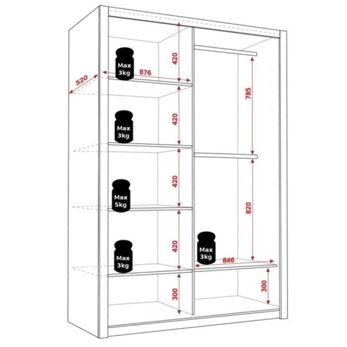 Bonito Sliding 2 Door Wardrobe with Mirror - 180 White