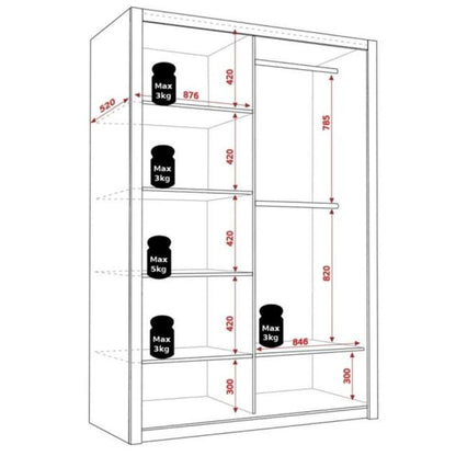 Bonito Sliding 2 Door Wardrobe with Mirror - 180 White