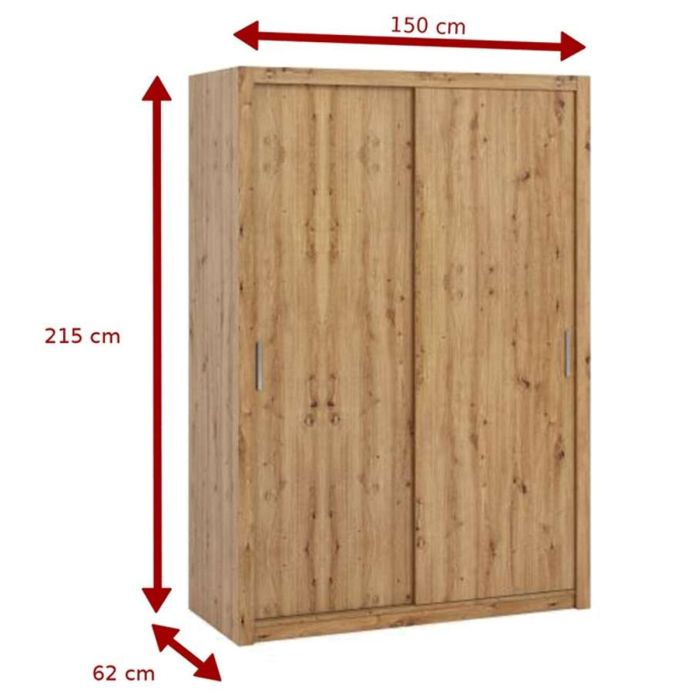 FURCO | Bonito Sliding 2 Door Wardrobe | 150 cm | Elegant White | Compact & Modern Storage Solution