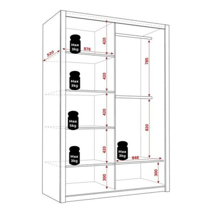 Bonito Sliding 2 Door Wardrobe with Mirror - 180 Oak Monastery