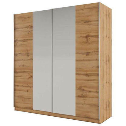 Lothian 2 Sliding Door 200cm Wardrobe with Mirror - Oak Wotan