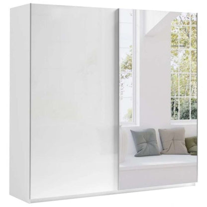 Morocco Sliding 2 Door White Mirror High Gloss Wardrobe - 150cm