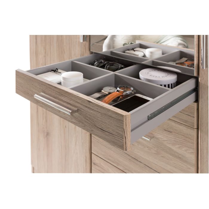 Acorn Oak 4 Door 4 Drawer Mirrored Wardrobe | Spacious & Natural | Furco