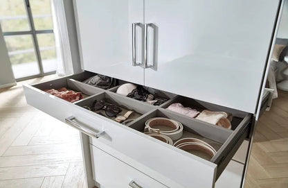 Homburg 4 Door 2 Mirror Combi Wardrobe in White - 181cm