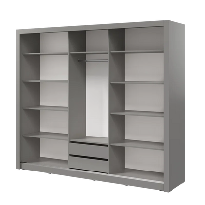 Minnis 3 Door Manufactured Wood Grey Sliding Wardrobe