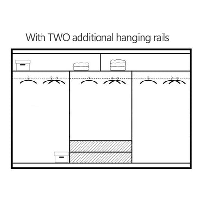 Salford Sliding Door 250cm Wardrobe with Black Glass Mirror - White