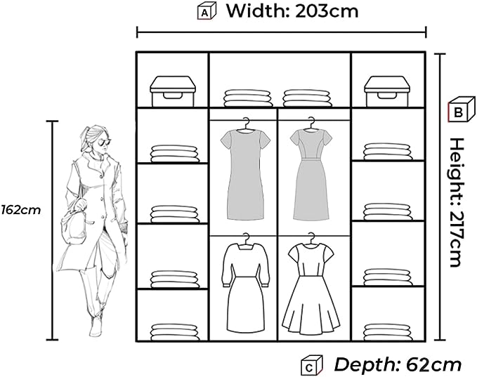 FURCO | Kesteven | Gold Strip Green Sliding 2 Door Wardrobe | 150/203 cm | Luxurious & Spacious Design
