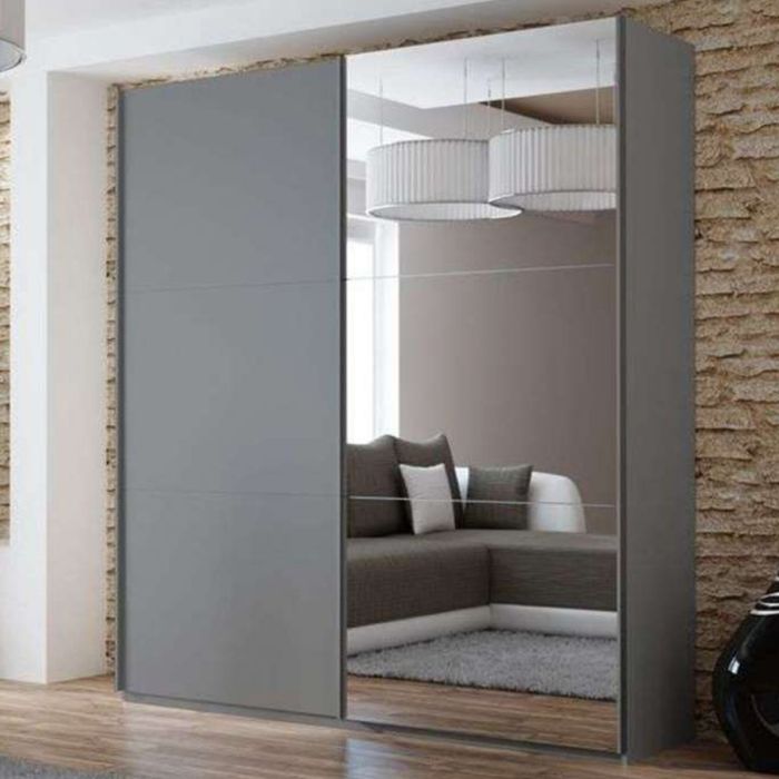 Boris Sliding 2 Door 200cm Wardrobe with Mirror - White