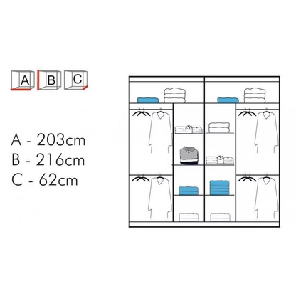 FURCO | Moon Sliding 2 Door Wardrobe | Elegant Grey | 150/203 cm | Modern & Space-Efficient