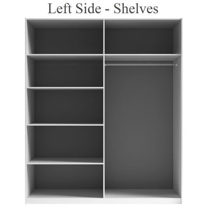 Morocco Sliding 2 Door White Mirror High Gloss Wardrobe - 150cm