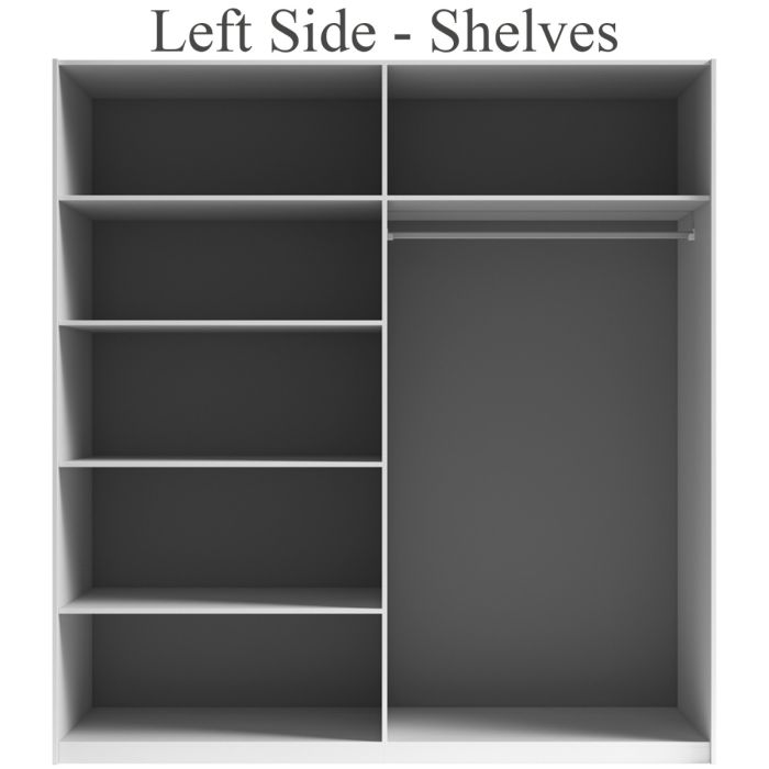 Morocco Sliding 2 Door Mirror White High Gloss Wardrobe - 200cm