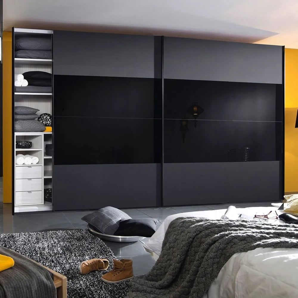 20UP Front 3A 2 Door Black Gloss Sliding Wardrobe - 260cm