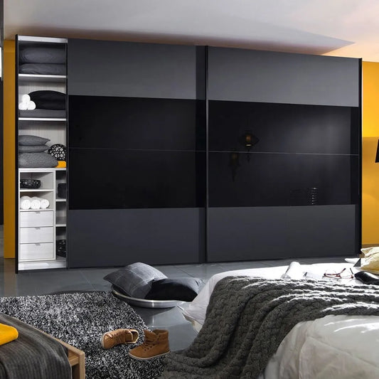 20UP Front 3A 2 Door Black Gloss Sliding Wardrobe - 260cm