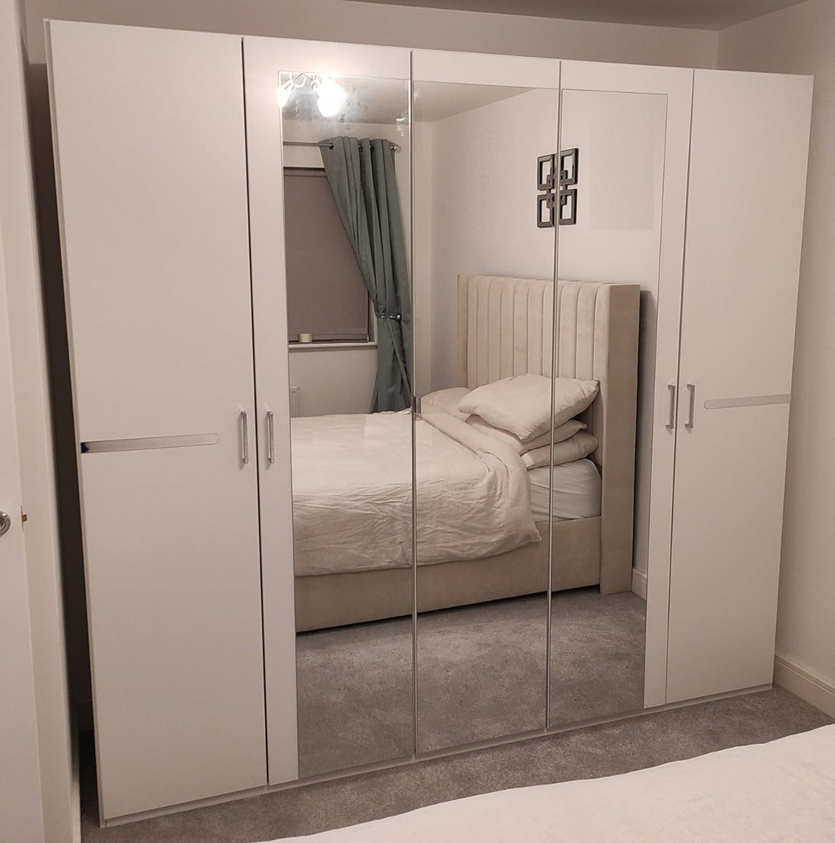 Annabelle White 5 Door Mirrored Wardrobe | Timeless Elegance | Furco