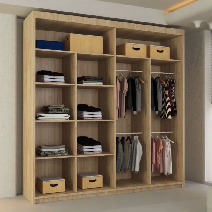 Lisbane Oak Sliding Door Wardrobe - 150cm,180cm and 203cm