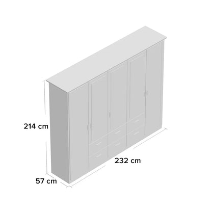 Kolding 5 Door Wardrobe White