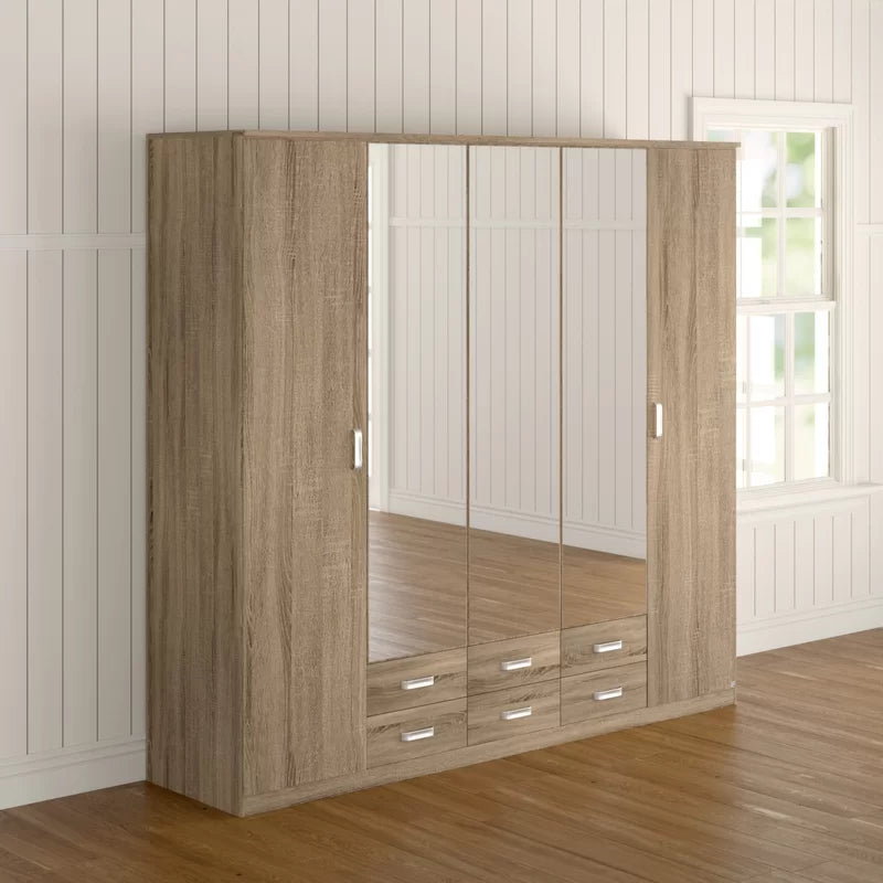 Gandra 5 Door Hinged Wardrobe With Mirror