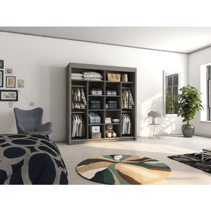 Full Mirrored Black Sliding 2 Door Wardrobe - 4 Sizes