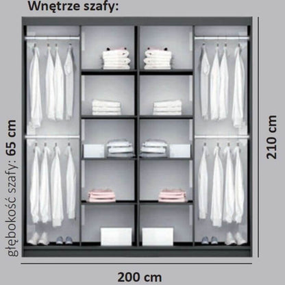 Lothian 2 Sliding Door 200cm Wardrobe with Mirror - Oak Wotan