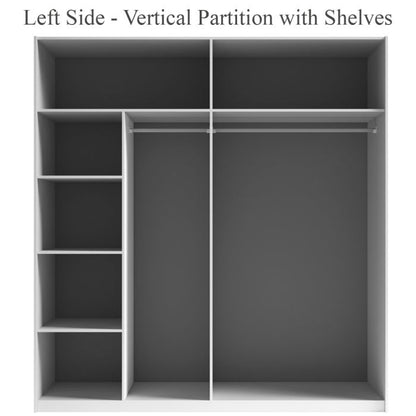 Morocco Sliding 2 Door Mirror White High Gloss Wardrobe - 200cm