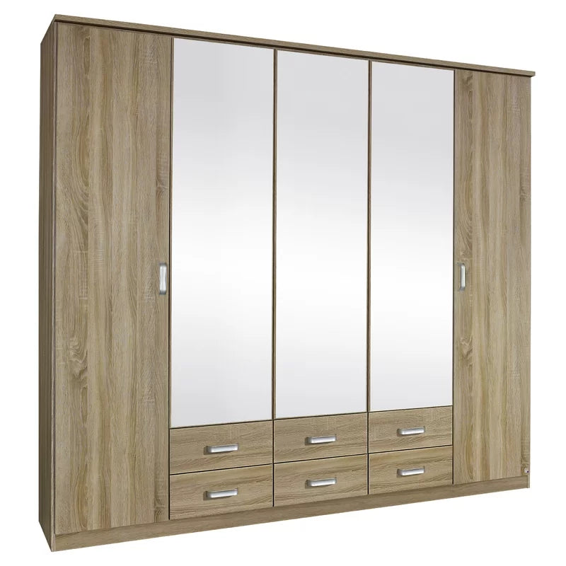Gandra 5 Door Hinged Wardrobe With Mirror