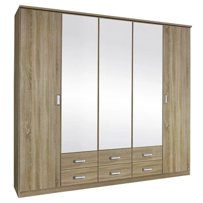 Gandra 5 Door Hinged Wardrobe With Mirror