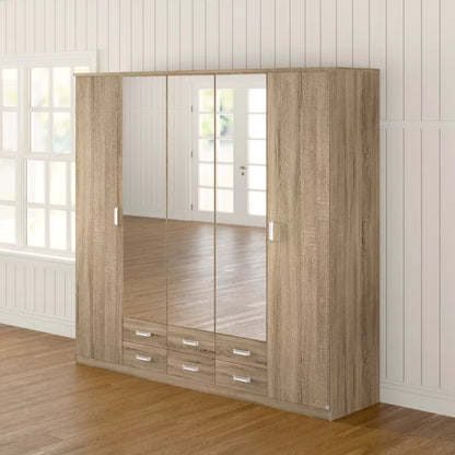 Gandra 5 Door Hinged Wardrobe With Mirror
