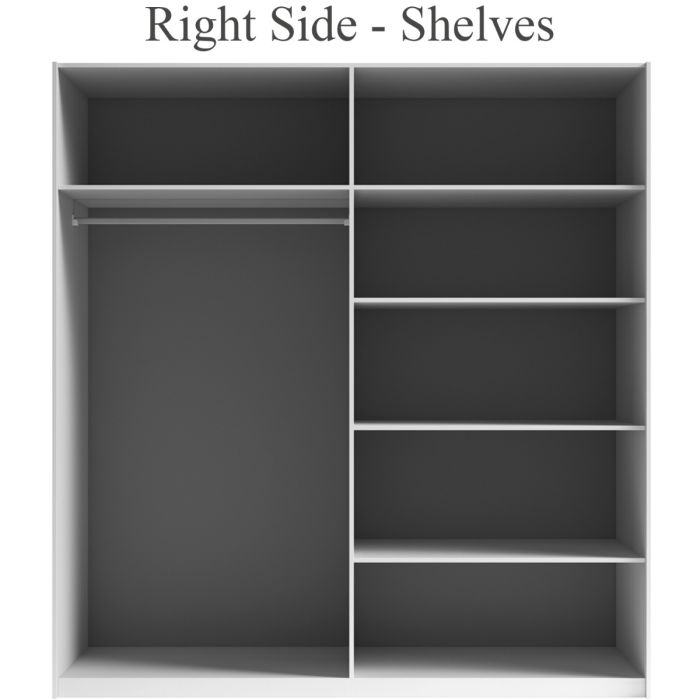 Morocco Sliding 2 Door Mirror White High Gloss Wardrobe - 200cm