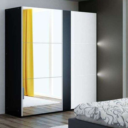 Canterbury Sliding 2 Door Mirrored 200cm Wardrobe - Black