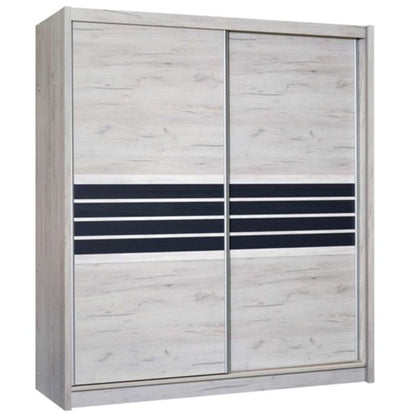 Dacorum Sliding 2 Door 203cm Wardrobe Glass Stripes - Oak