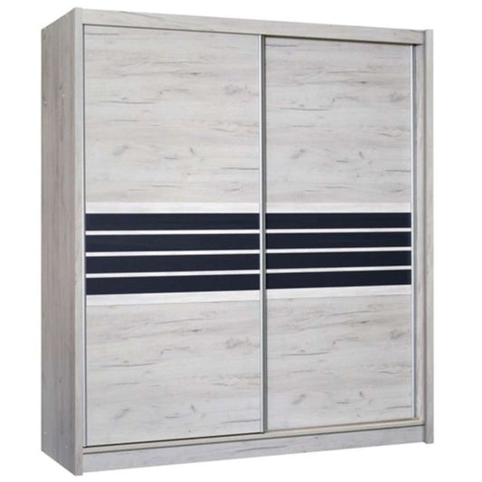 Dacorum Sliding 2 Door 203cm Wardrobe Glass Stripes - Oak