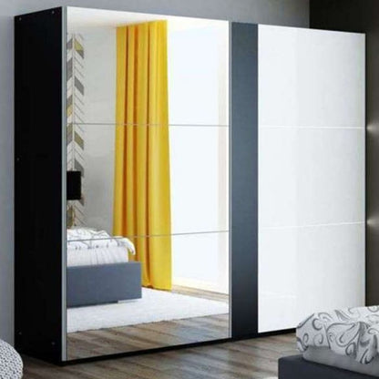 Canterbury Sliding 3 Door Mirrored 250cm Wardrobe - Black
