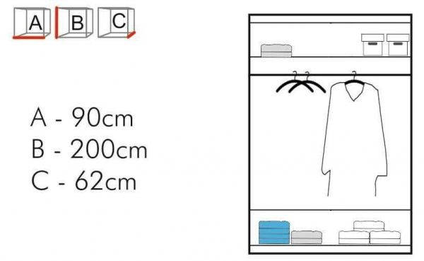 FURCO | Chicago II | 2 Door Sliding Mirrored Wardrobe | Luminous White | Modern & Reflective Design