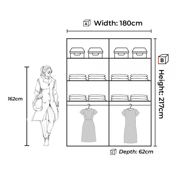 FURCO | Heffner Walnut | Sliding 2 Door Wardrobe | Available in 3 Sizes | Classic & Durable Design