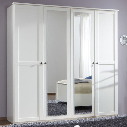 Cairo 4 Door Mirrored Wardrobe in White | Sleek & Spacious | Furco