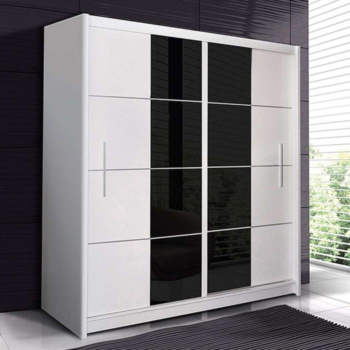 Charnwood Sliding 2 Door Wardrobe White with Glass - 203cm