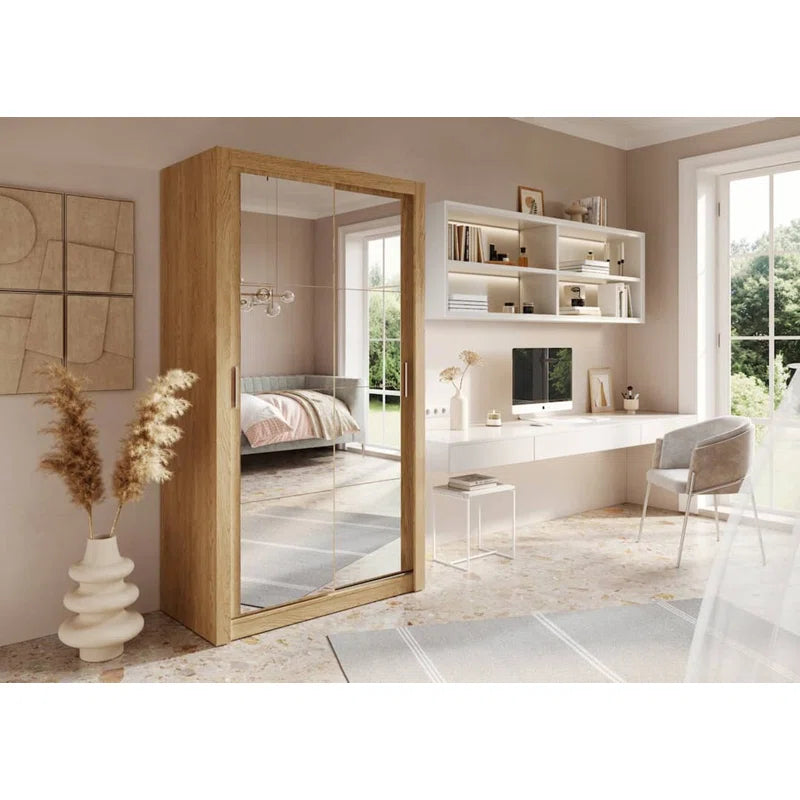 Hallum Sliding 2 Door Wardrobe - Oak Shetland