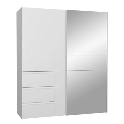 Kavalli 2 Door Mirrored Manufactured Wood Sliding Wardrobe White