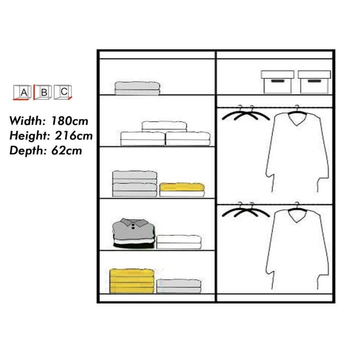 Lisbane Oak Sliding Door Wardrobe - 150cm,180cm and 203cm