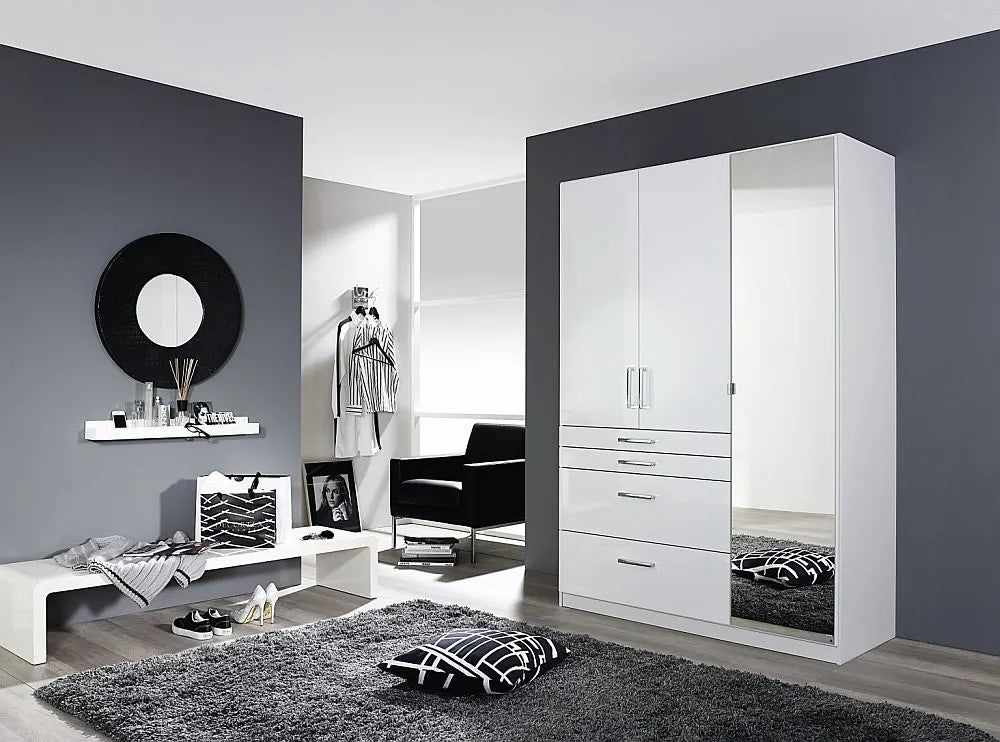 Homburg 3 Door Combi Wardrobe in White - W 136cm