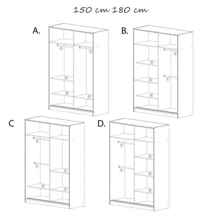Lisbane Oak Sliding Door Wardrobe - 150cm,180cm and 203cm
